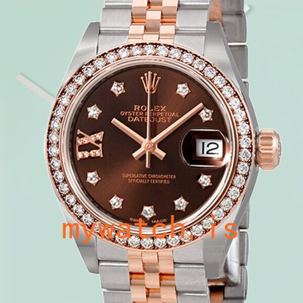Rolex Datejust Ladies 28mm m279381rbr-0003 Silver-tone Chocolate Dial: Genuine vs. Replica